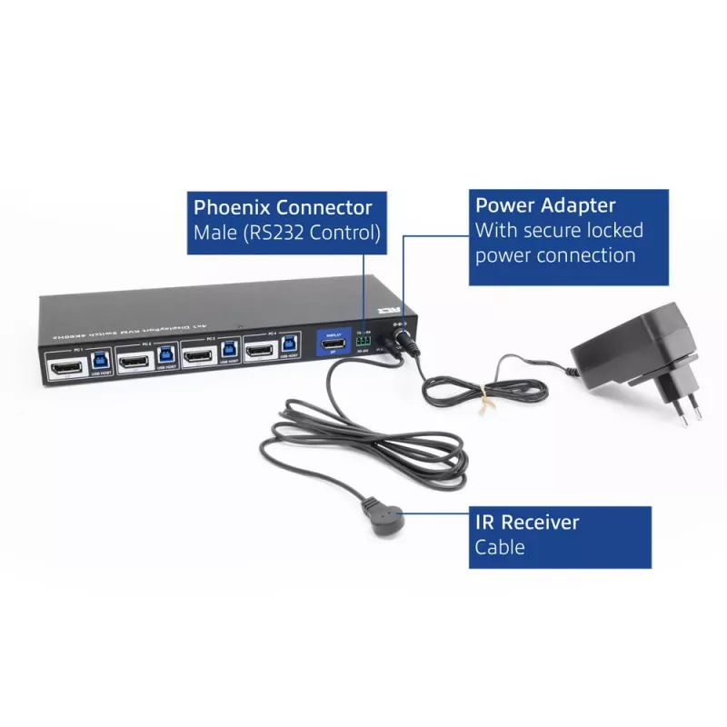 Switch KVM ACT DisplayPort 4 porte 4K@60Hz