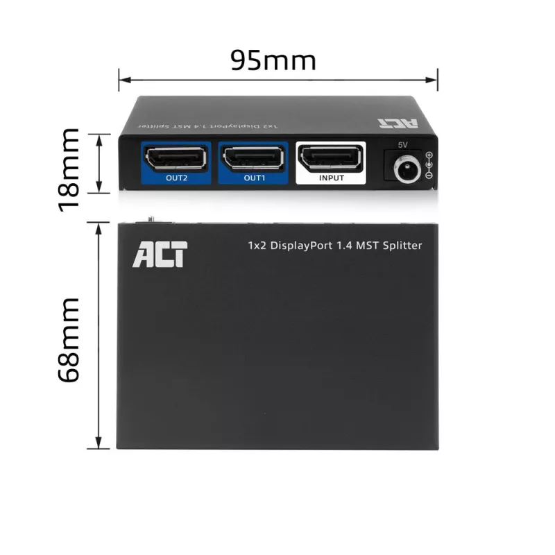 Splitter ACT DisplayPort 1.4 MST 1x2