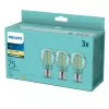 Philips lampada LED a filamento E27 confezione da 3, 8,5 W (equivalente a 75 W), 2700 K