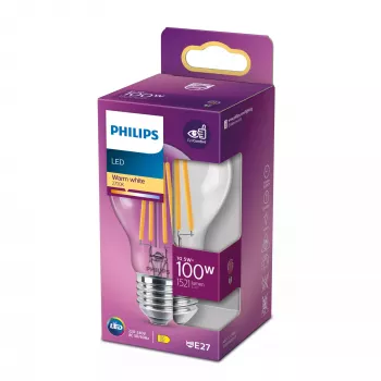 Philips Filament Bulb Clear 100W A60 E27 10,5W bianco caldo 1521lm