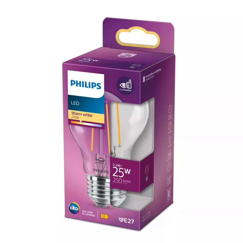 Philips lampadina LED bianco caldo 2700 K 2,2 W E27 E