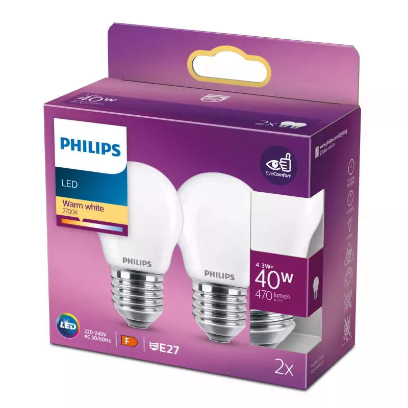 Philips lampada LED bianco caldo 2700 K 4,3 W E27 F