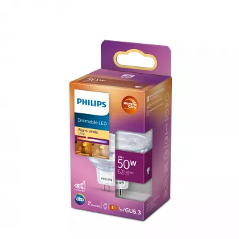 Lampadina spot Philips MR16 GU5.3 7W (equivalente 50W), 621 lm, 2200K bianco caldo, angolo di emissione 36°, CRI 80, 15000 h