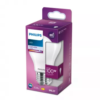 Philips Filament lampadina opaca 100W A60 E27, 10,5 W, 100 W, E27, 1521 lm, 15000 h, bianco neutro