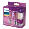 Lampadina LED filamento Philips A60 7W (equiv. 60W) E27 trasparente 2700K confezione da 2