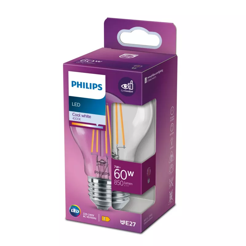 Lampadina LED Philips bianco neutro 4000 K 7 W E27 E