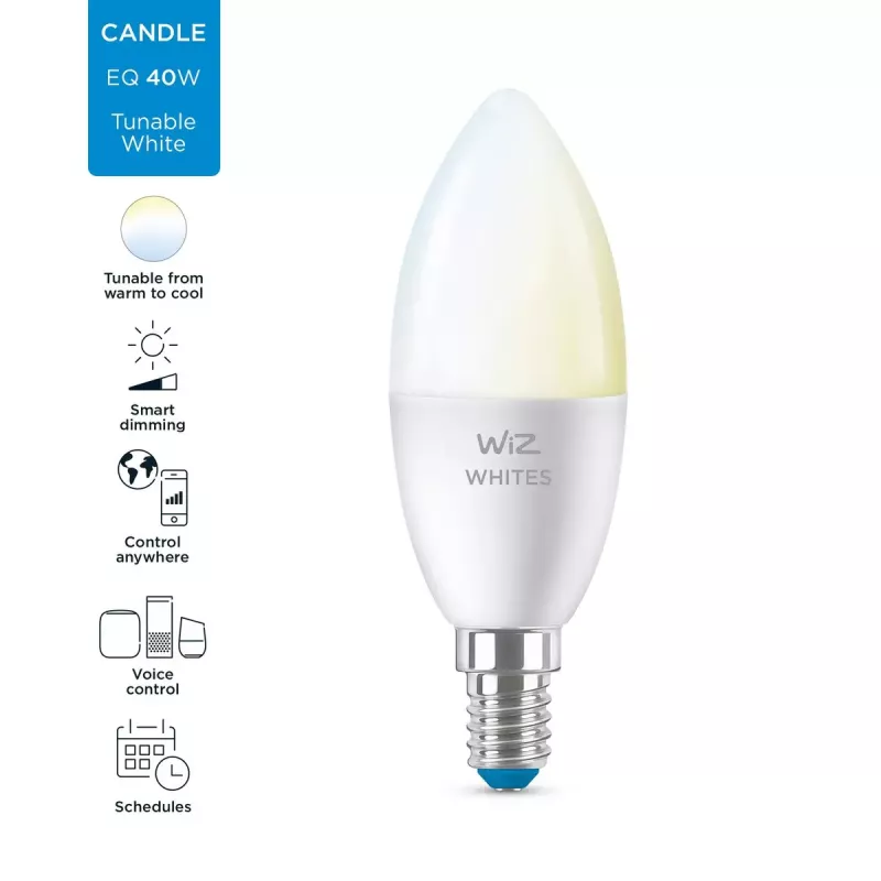 Lampada intelligente WiZ Candle 40 W C37 E14 Wi-Fi bianco
