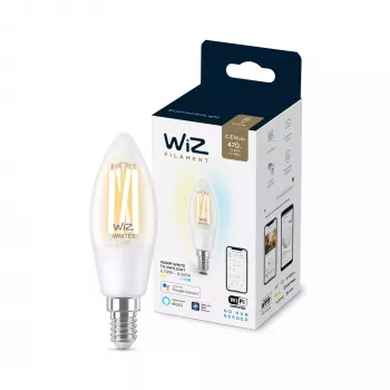 Lampadina smart WiZ Filament Candle trasparente 4,9 W C35 E14 Wi-Fi bianco