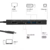 Hub USB-C a HDMI CLUB3D 7-1 — con cavo, Gigabit Ethernet, nero, 136×34×94,5 mm