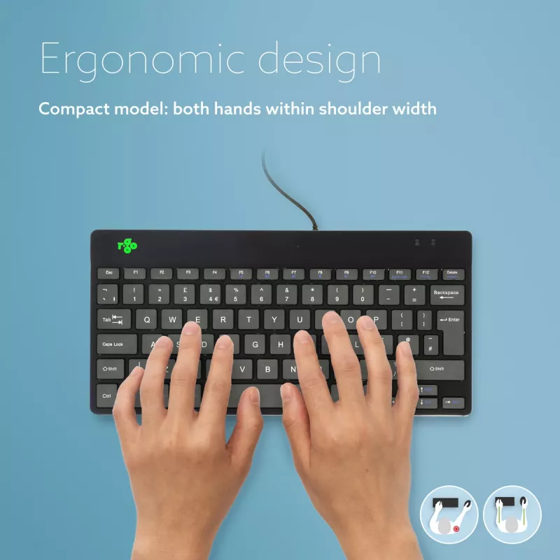 Tastiera ergonomica R-Go Tools R-Go Compact Break, tastiera compatta con software per pause, QWERTY (UK), con filo, nero