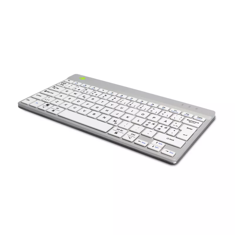 Tastiera ergonomica R-Go Tools R-Go Compact Break, tastiera compatta con software per pause, QWERTY (NORDIC), Bluetooth, bianco