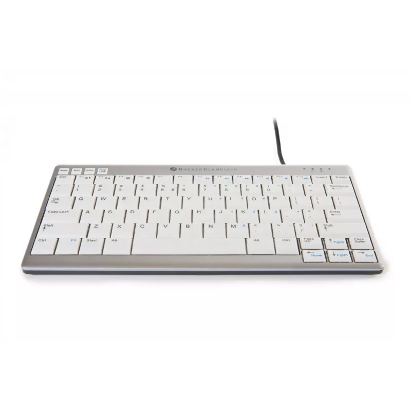 BakkerElkhuizen UltraBoard 950 BE Azerty, Mini, con filo, USB, switch a forbice, AZERTY, grigio chiaro, bianco