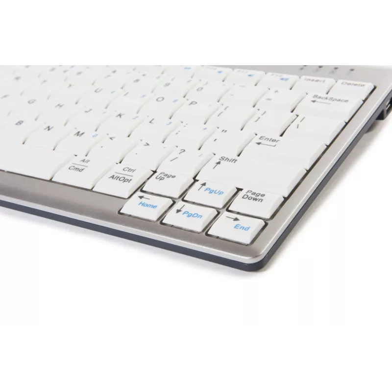 BakkerElkhuizen UltraBoard 950 BE Azerty, Mini, con filo, USB, switch a forbice, AZERTY, grigio chiaro, bianco