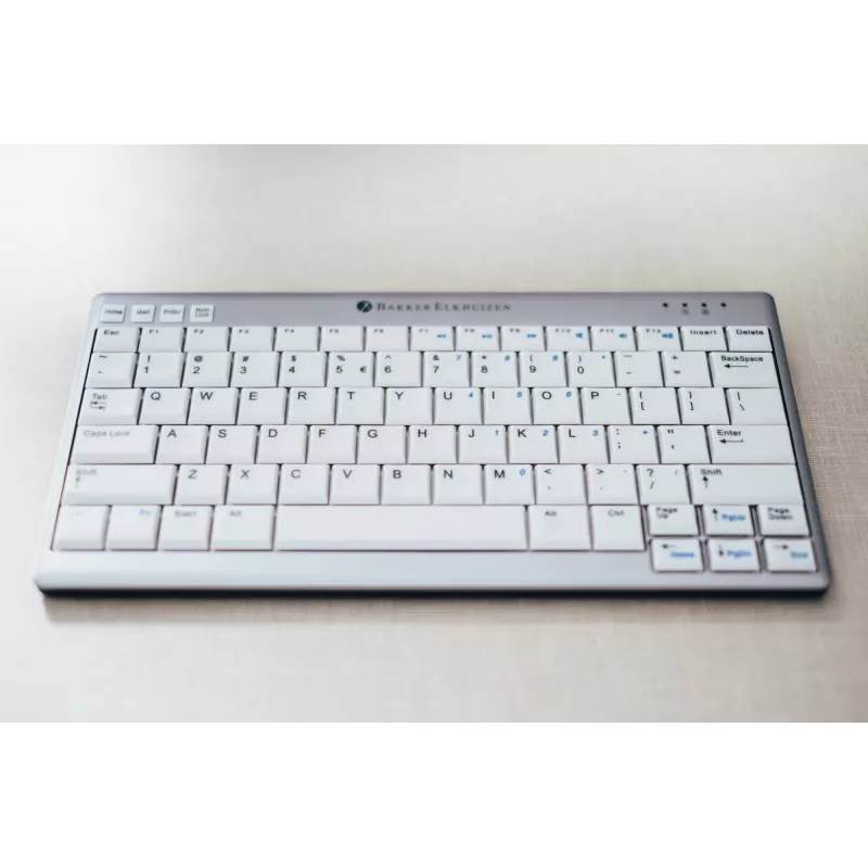 BakkerElkhuizen UltraBoard 950 BE Azerty, Mini, con filo, USB, switch a forbice, AZERTY, grigio chiaro, bianco