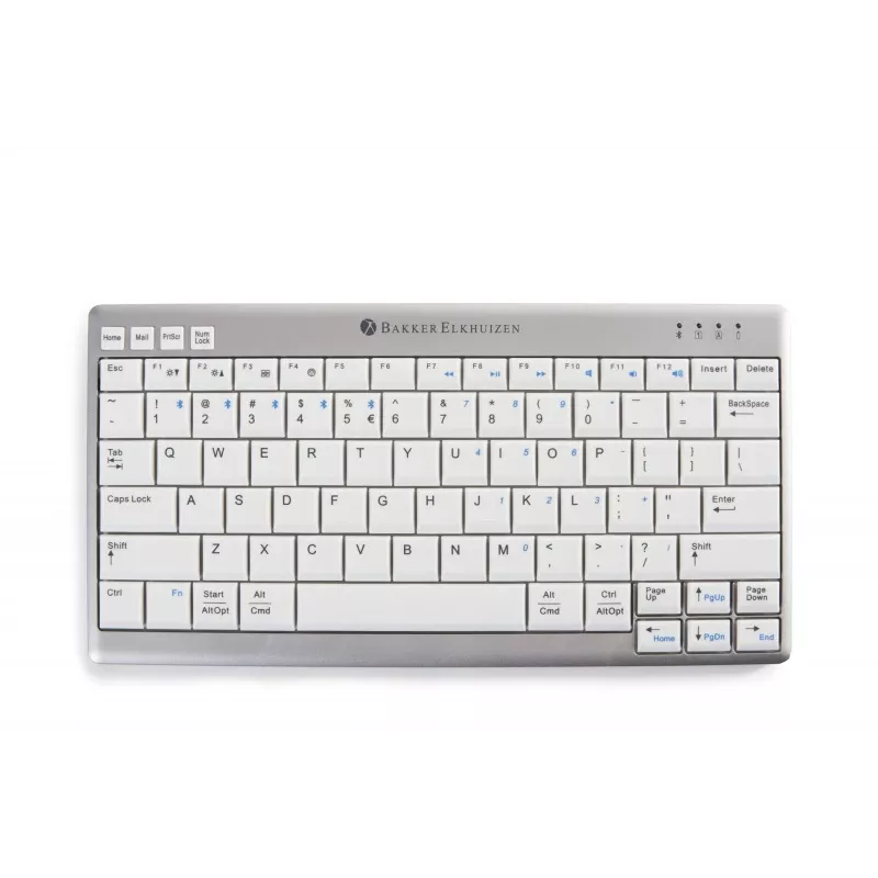 BakkerElkhuizen UltraBoard 950 Wireless US Qwerty, Mini, senza fili, Bluetooth, switch a forbice, QWERTY, grigio chiaro, bianco