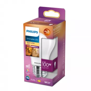 Lampadina Filament Philips opaca 100W A60 E27, 10,5 W, 100 W, E27, 1521 lm, 15000 h, Warm Glow