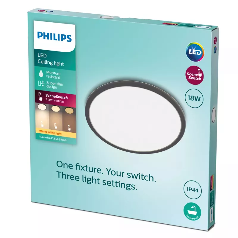 Plafoniera Philips Functional 18W 2700K 1500 lm LED a plafone dimmerabile nero