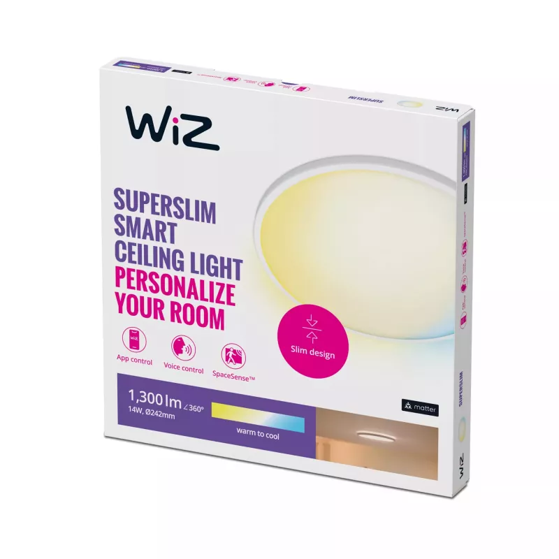 Plafoniera intelligente WiZ Superslim 14 W Wi-Fi/Bluetooth bianco