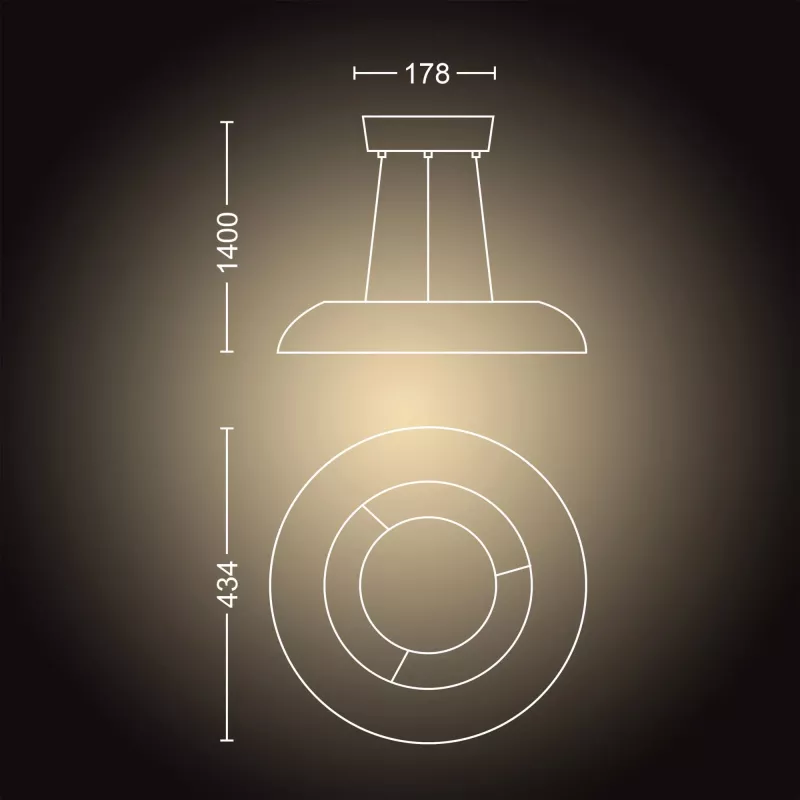 Lampada a sospensione smart Philips Hue White Ambience Amaze – Bluetooth, 24 V, 434 × 77 mm, bianco