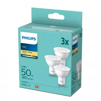 Philips Spot 50W PAR16 GU10 x3 4,7W bianco caldo 380lm 15000h