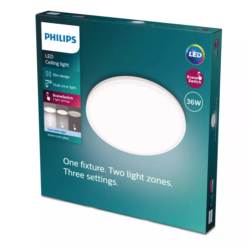 Plafoniera Philips Functional Ozziet 36 W LED, rotonda 500 mm, bianco, lampada integrata fissa