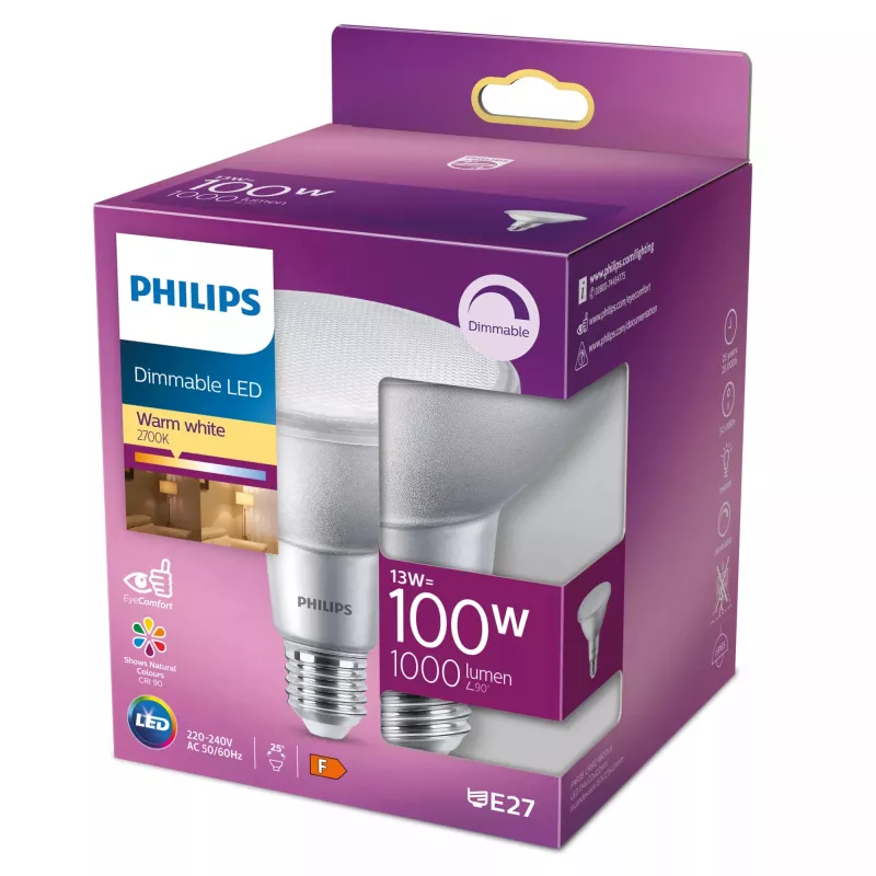 Philips Reflector 100W PAR38 E27, 13 W, 100 W, E27, 1000 lm, 25000 h, bianco caldo