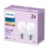 Philips Filament Bulb Opal 60W A60 E27 confezione da 2, 7 W, 60 W, E27, 806 lm, 15000 h, bianco caldo