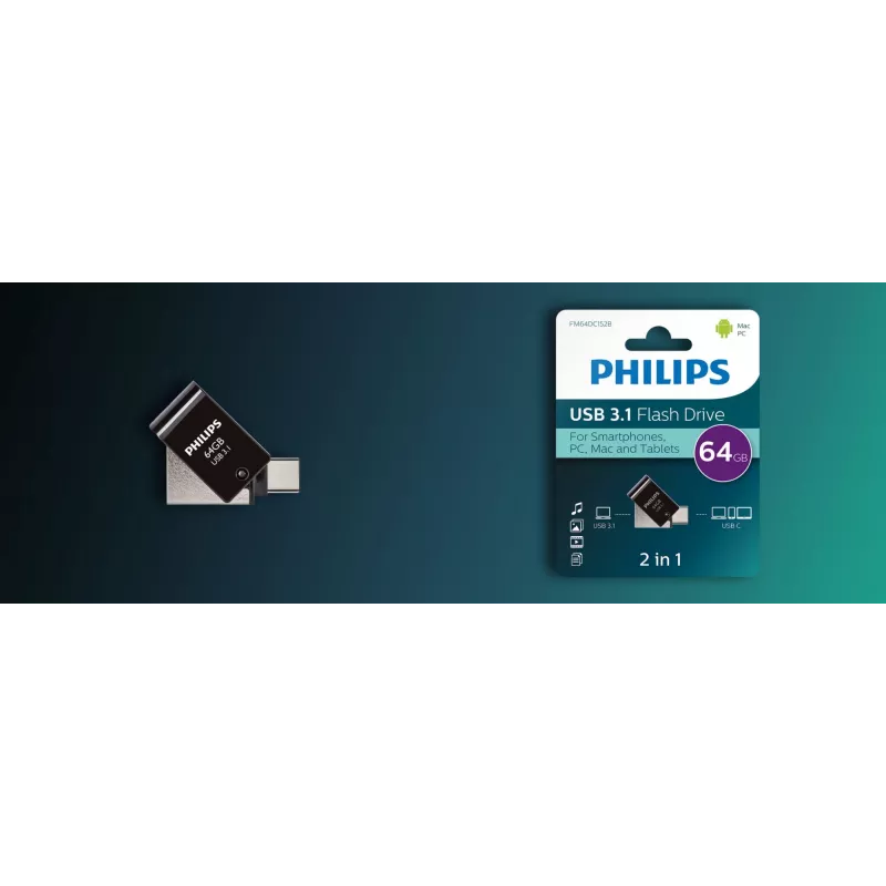 Philips FM64DC152B/00 chiavetta USB 64 GB USB Type-C 3.2 Gen 1 (3.1 Gen 1) nero