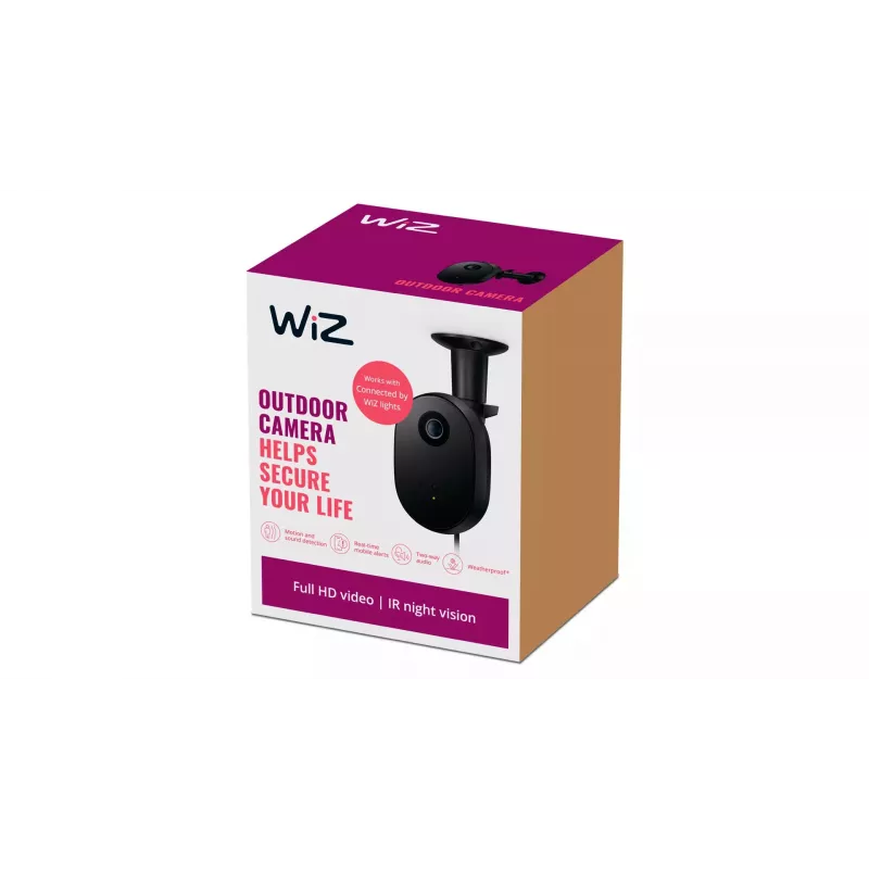 WiZ telecamera per esterni, telecamera di sicurezza IP, esterno, con filo, a parete, nero, plastica