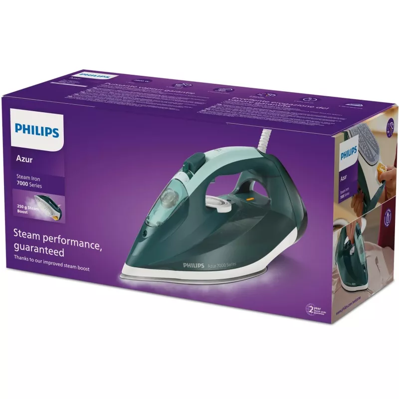 Philips 7000 series DST7031/70 Ferro da stiro ferro da stiro a vapore piastra SteamGlide Plus 2800 W verde, color menta