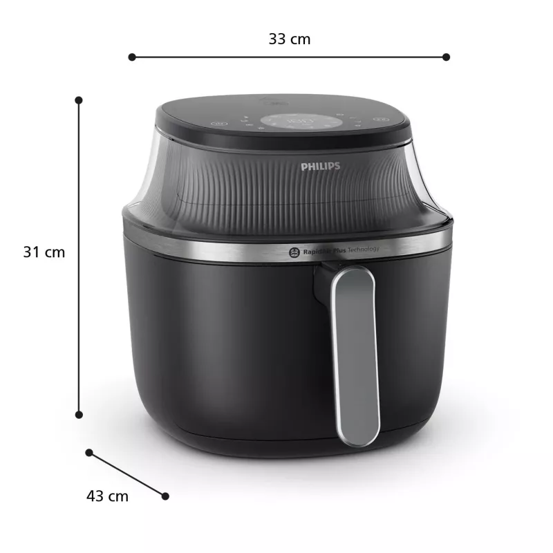 Philips 3000 series NA331/00 Friggitrice singola 6,2 L a colonna 1700 W friggitrice ad aria calda nera, argento