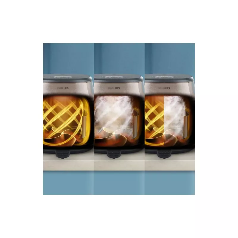 Philips 5000 series NA547/07 Friggitrice singola 7,2 L a colonna 2000 W friggitrice ad aria calda nera, oro