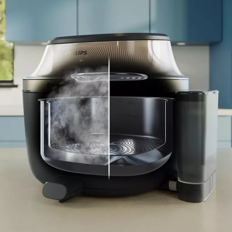 Philips 5000 series NA547/07 Friggitrice singola 7,2 L a colonna 2000 W friggitrice ad aria calda nera, oro