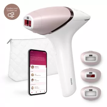Dispositivo per l'epilazione a luce pulsata Philips Lumea 9000 Series BRI955/01 — SenseIQ, batteria, oro/bianco, gamba intera 8,5 min.