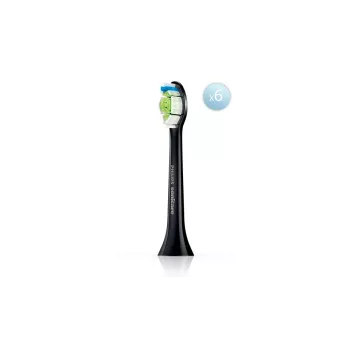 Testine spazzolino elettrico di ricambio Philips HX6066/88 Optimal White, confezione da 6, nero, intervallo di sostituzione 3 mesi