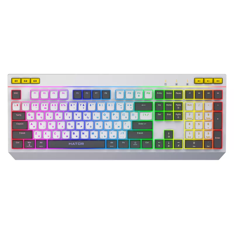 Tastiera HATOR Icefall Gaming USB QWERTY US English bianco Full-Size RGB LED