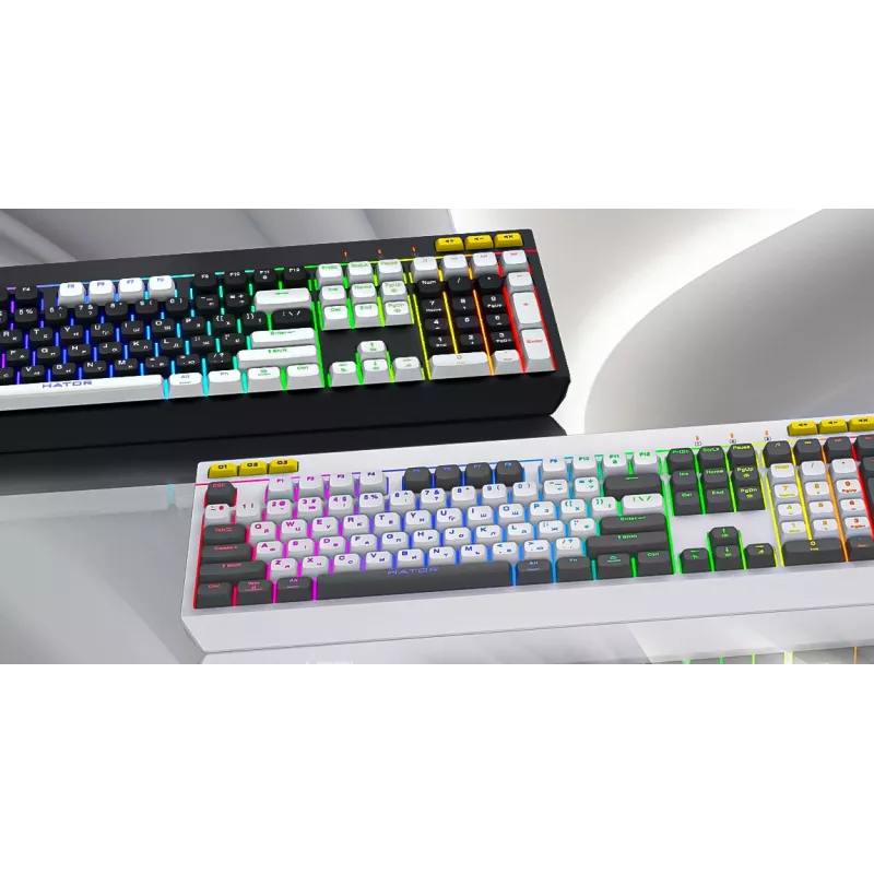 Tastiera HATOR Icefall Gaming USB QWERTY US English bianco Full-Size RGB LED