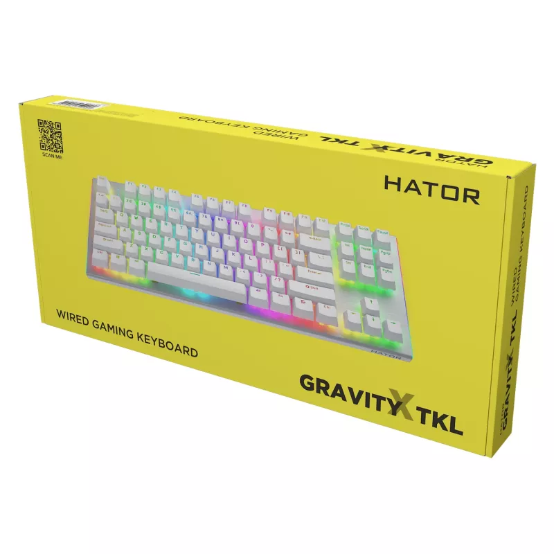 Tastiera HATOR Gravity X TKL Gaming USB QWERTY US English bianco