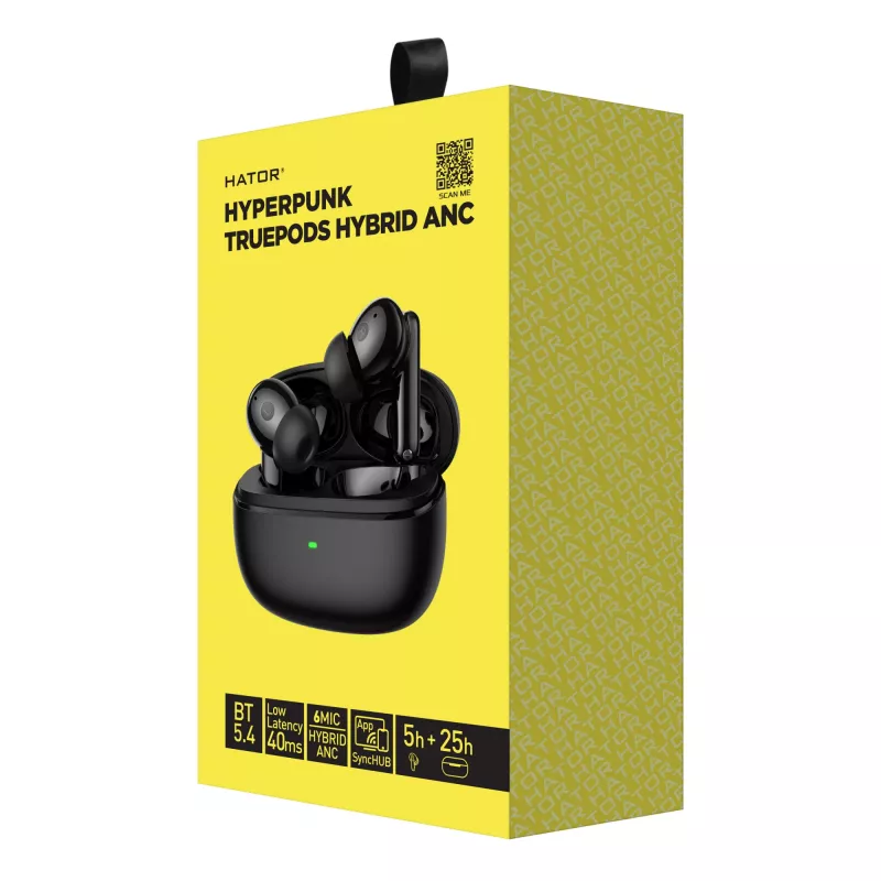 HATOR Hyperpunk Truepods Hybrid ANC cuffie True Wireless Stereo (TWS) in-ear chiamate/musica Bluetooth nero