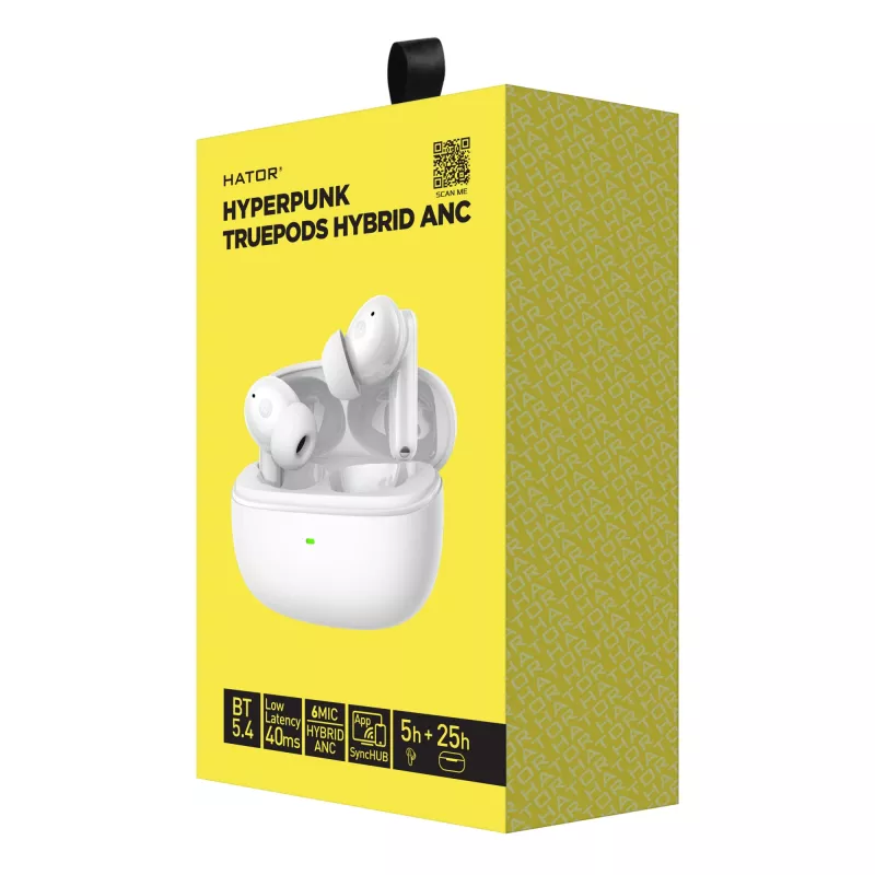 HATOR Hyperpunk Truepods Hybrid ANC cuffie True Wireless Stereo (TWS) in-ear chiamate/musica Bluetooth bianco