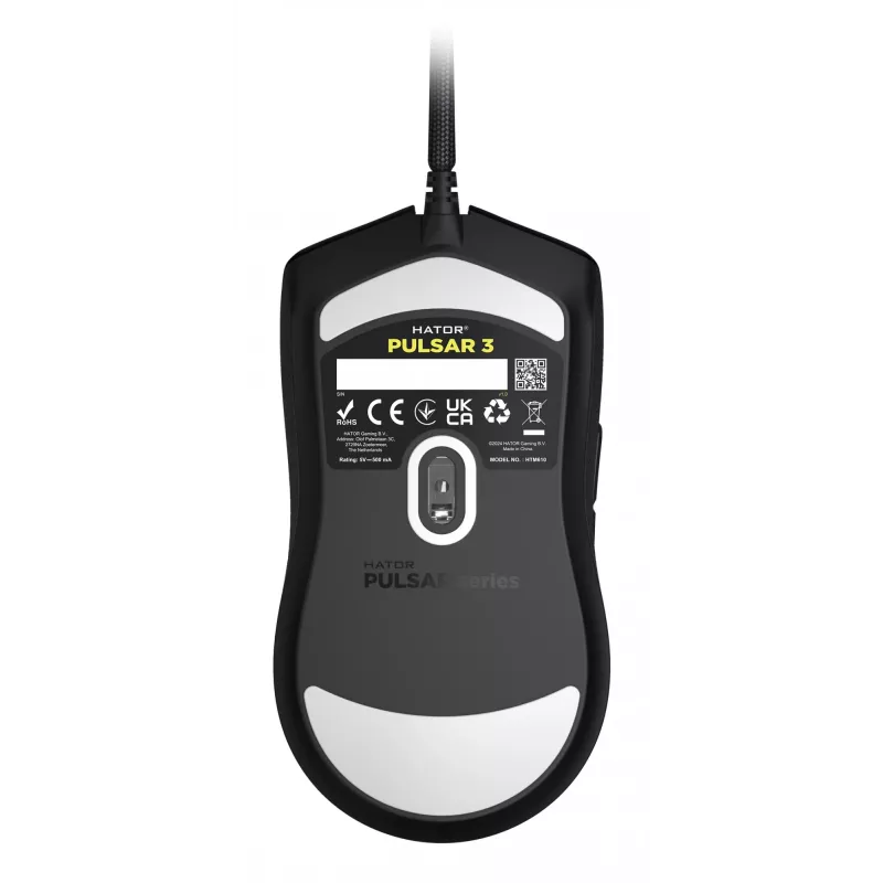 HATOR Pulsar 3, nero – switch ottici gialli 100M PixArt PMW 3311 (HTM610)