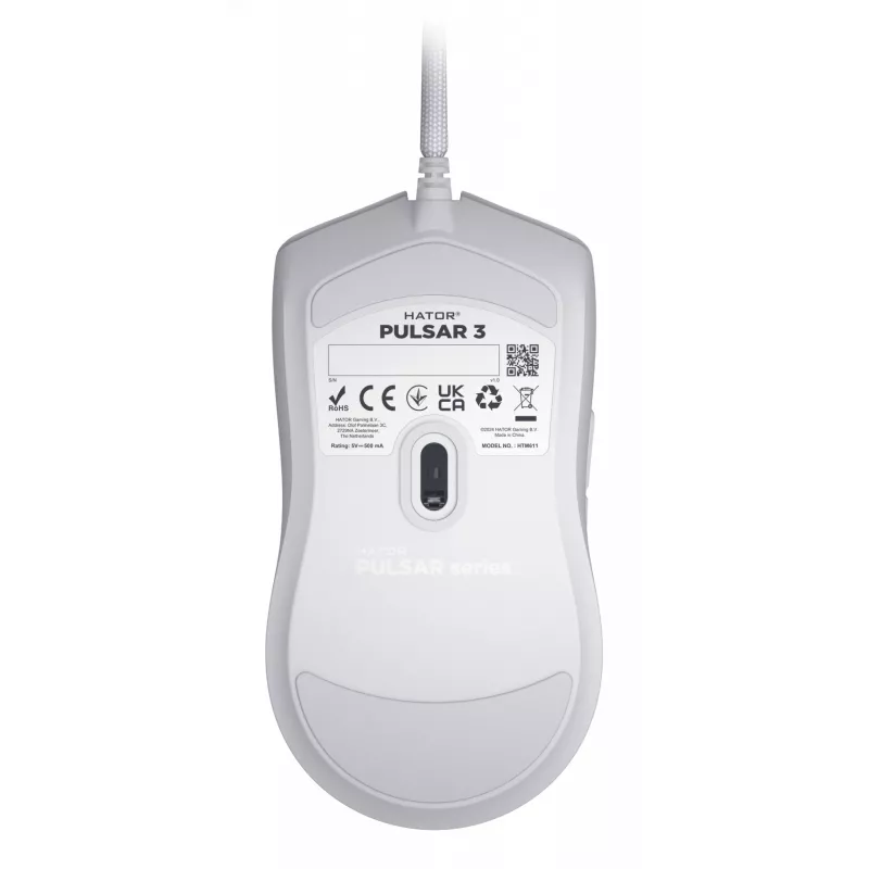 Mouse HATOR Pulsar 3 ottico giallo 12000 DPI 6 pulsanti bianco