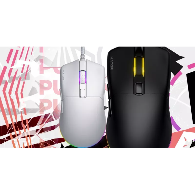Mouse HATOR Pulsar 3 ottico giallo 12000 DPI 6 pulsanti bianco