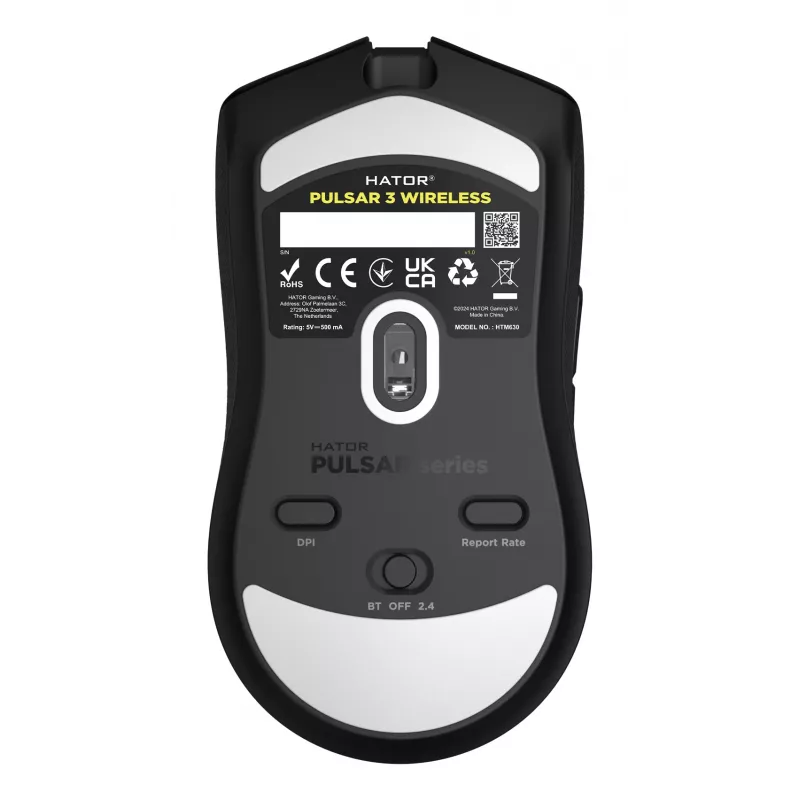 HATOR Pulsar 3 Wireless, nero - switch ottici gialli 100M PixArt PMW 3311 (HTM630)