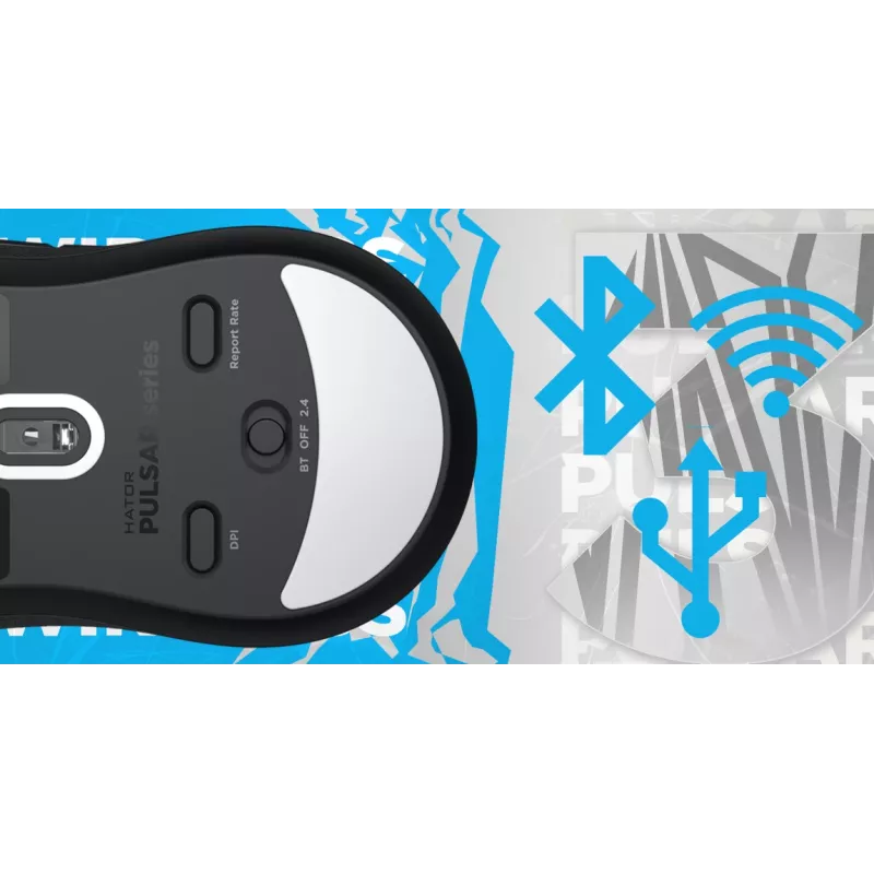 HATOR Pulsar 3 Wireless, nero - switch ottici gialli 100M PixArt PMW 3311 (HTM630)
