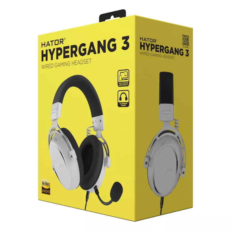 Cuffie HATOR HYPERGANG 3 Hi-Res con filo ad archetto Gaming USB Type-C / USB Type-A bianco