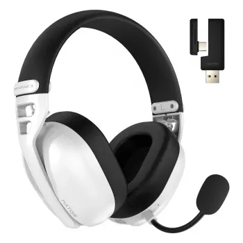 Cuffie HATOR Hyperpunk 3 senza fili con filo e senza fili ad archetto Gaming USB Type-C / USB Type-A Bluetooth bianco