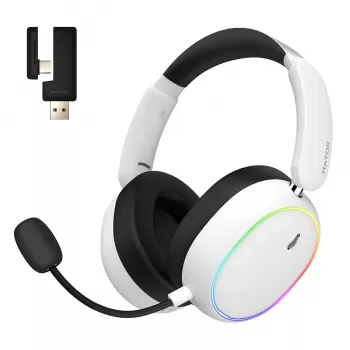 Cuffie HATOR Phoenix 2 senza fili con filo e senza fili ad archetto Gaming USB Type-C / USB Type-A Bluetooth bianco