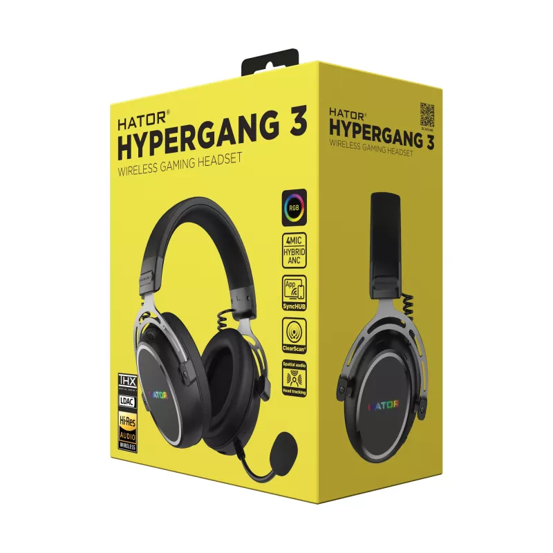 Cuffie HATOR Hypergang 3 senza fili ad archetto Gaming USB Type-C / USB Type-A Bluetooth nero