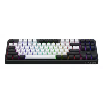 Tastiera HATOR Rockfall 3 TKL Wireless, nero, QMK/VIA, profilo OMA tasti bianco-nero - switch meccanici lineari hotswap - US - layout ANSI (HTK850)